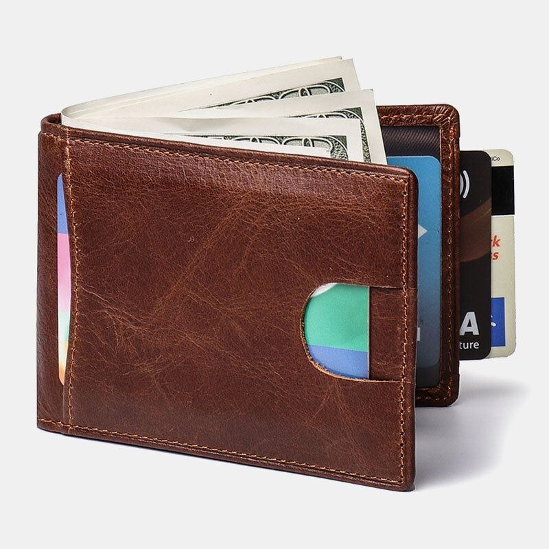 Ægte Læder Til Mænd Vintage Business Kohud Multi-card Slot Penge Clip Card Holder Tegnebog