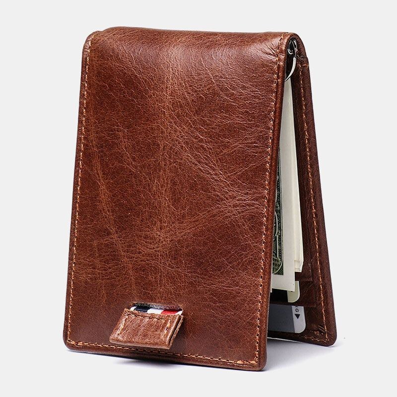 Ægte Læder Til Mænd Vintage Business Kohud Multi-card Slot Penge Clip Card Holder Tegnebog