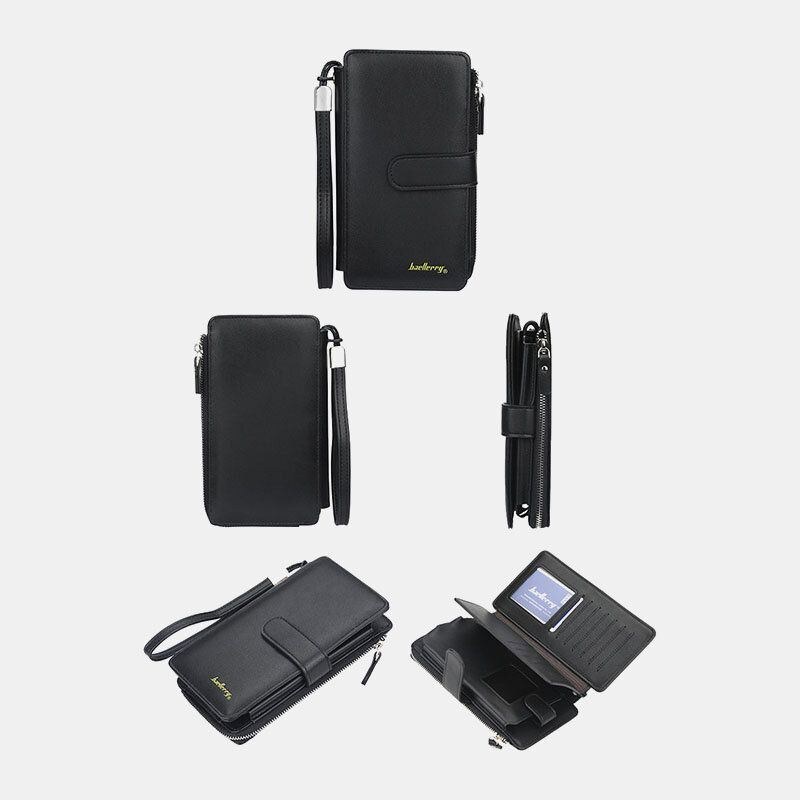 Baellerry Mænd Kunstlæder Lang Pung Telefontaske Kortholder Clutches Taske Til Business