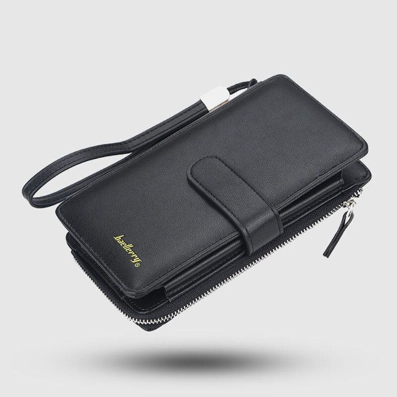 Baellerry Mænd Kunstlæder Lang Pung Telefontaske Kortholder Clutches Taske Til Business