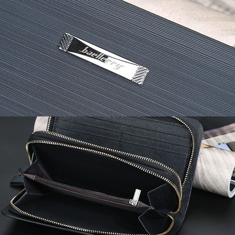 Baellerry Men Pu Læder Stor Kapacitet Multi-card Slot Bærehåndtag Casual Clutch Taske Kortholder Pung
