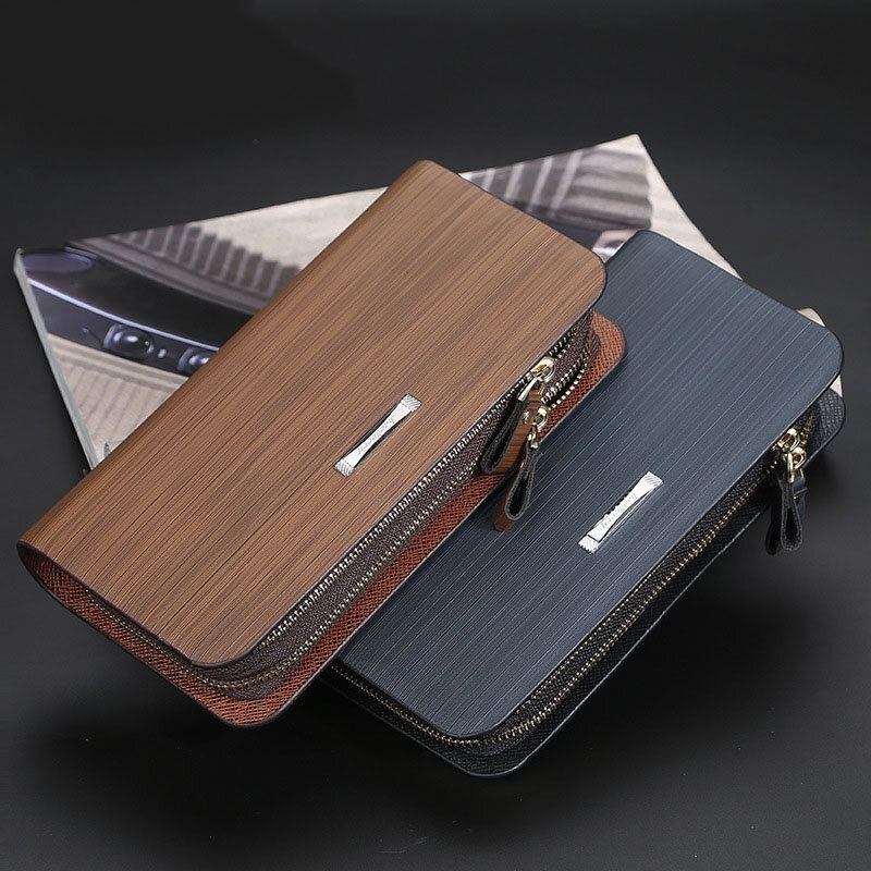Baellerry Men Pu Læder Stor Kapacitet Multi-card Slot Bærehåndtag Casual Clutch Taske Kortholder Pung
