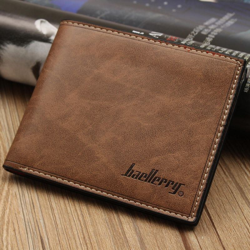 Baellerry Vintage Mænds Imiteret Læder Tynd Pung Kredit-id-kortholder Slank Møntpung Lomme