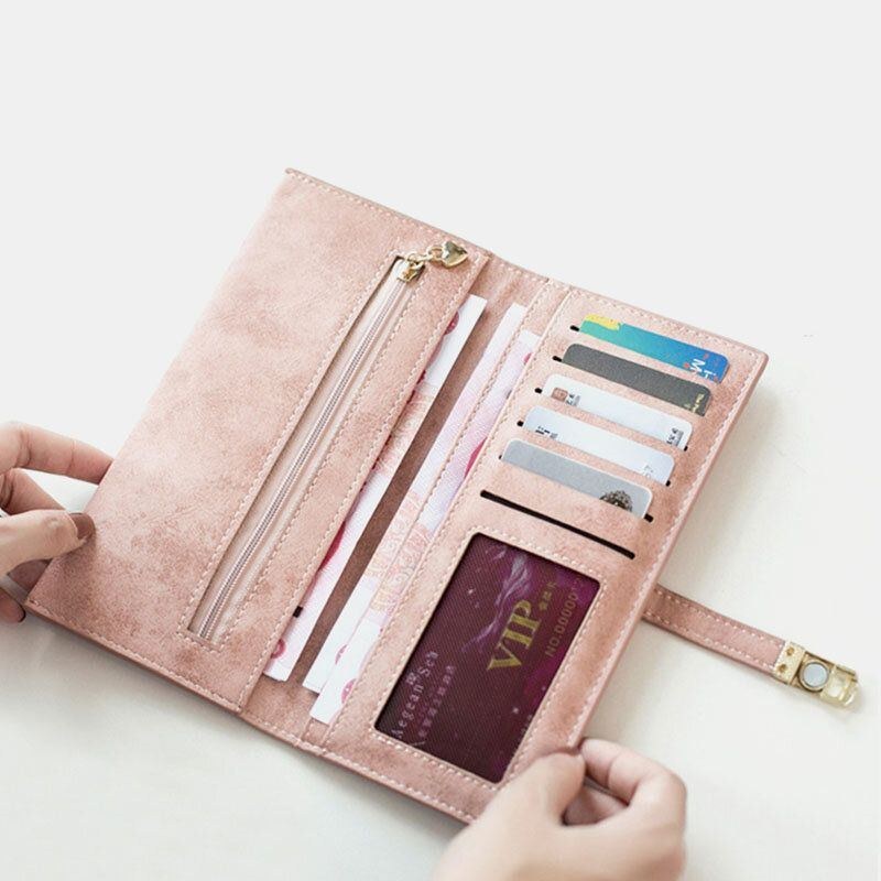 Dame 5.5 Tommer Telefon 5 Kortpladser Frosted Bifold Lang Pung Pung