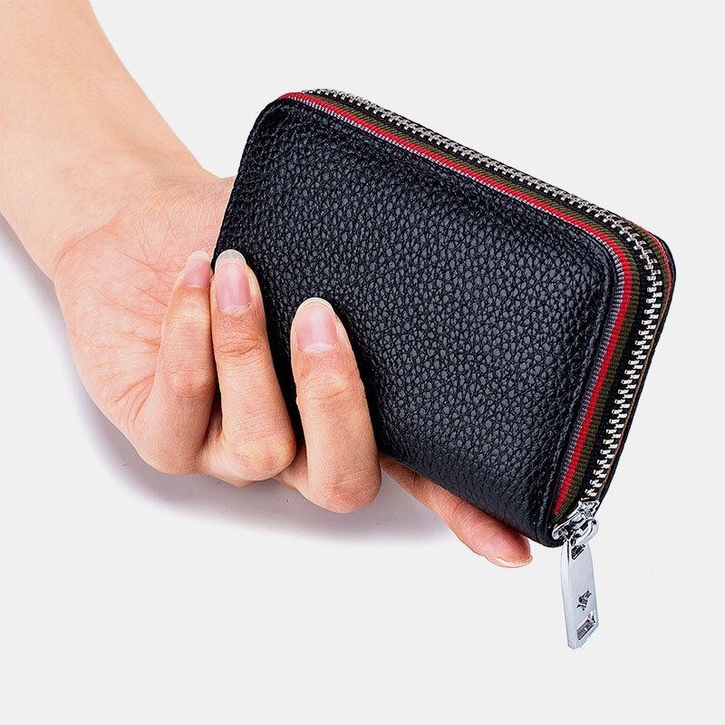 Dame Ægte Læder Orgel Design Multi Card Slot Lille Kortholder Pung