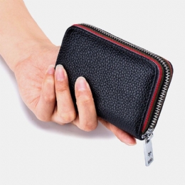 Dame Ægte Læder Orgel Design Multi Card Slot Lille Kortholder Pung