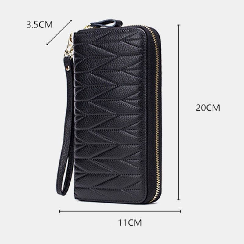 Dame Ægte Læder Orgeldesign Multi-kort Slot Clutch Pung Lang Pung