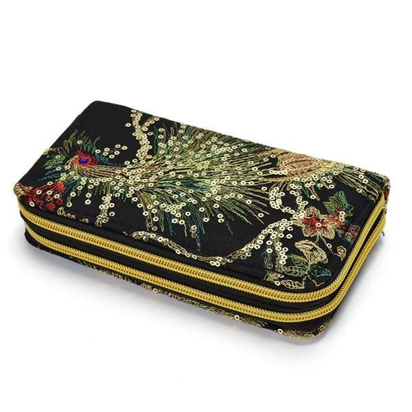 Dame Broderet National Style Pung 6 Tommer Telefontaske