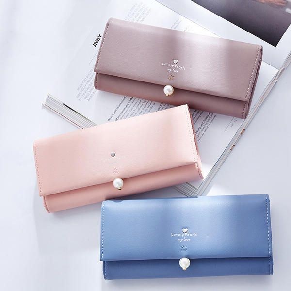 Dame Pu Læder Casual Long Wallet Kreditbilholder