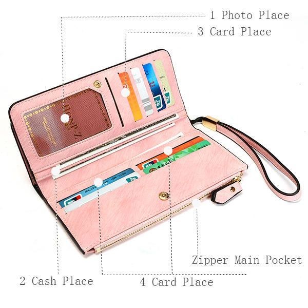 Dame Pu Læder Vintage Retro Funktionel Casual Clutch Kortholder Pung