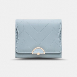 Dame Trefoldet Kort Tegnebog Bladlinje Design Enkel Foldning Penge Klip Multi-kort Slot Kortholder