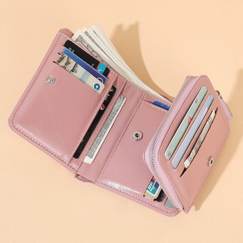 Dame Trifold Korte Multifunktions Punge Pu Læder 13 Card Slot Kortholder Møntpung Pengeclips