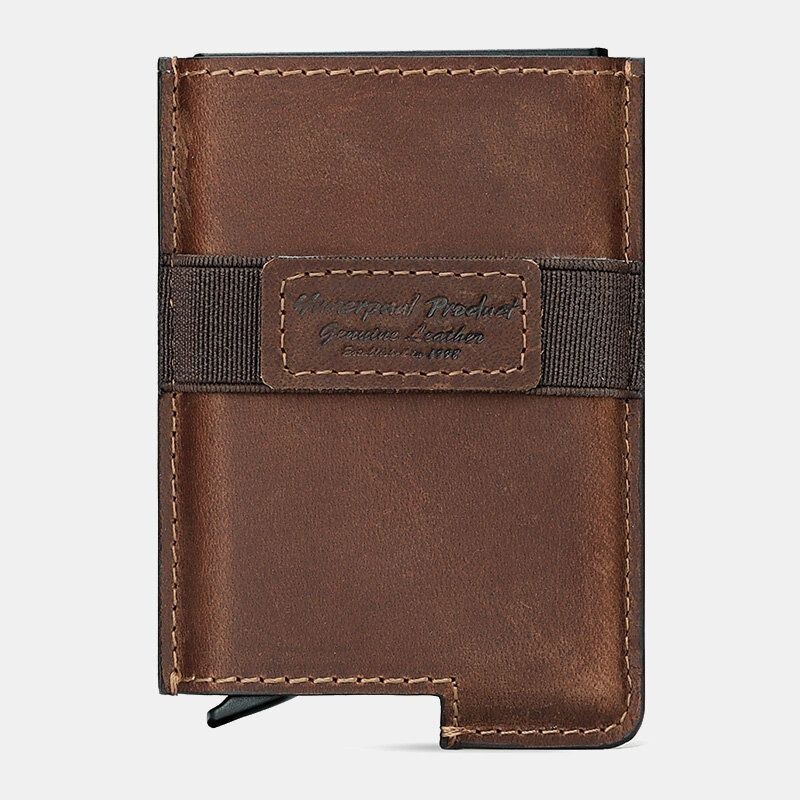 Herre Åbne Anti-magnetiske Tegnebøger Retro Multi-card Slot Kortholder Multifunktion Ægte Læder Pengeclips