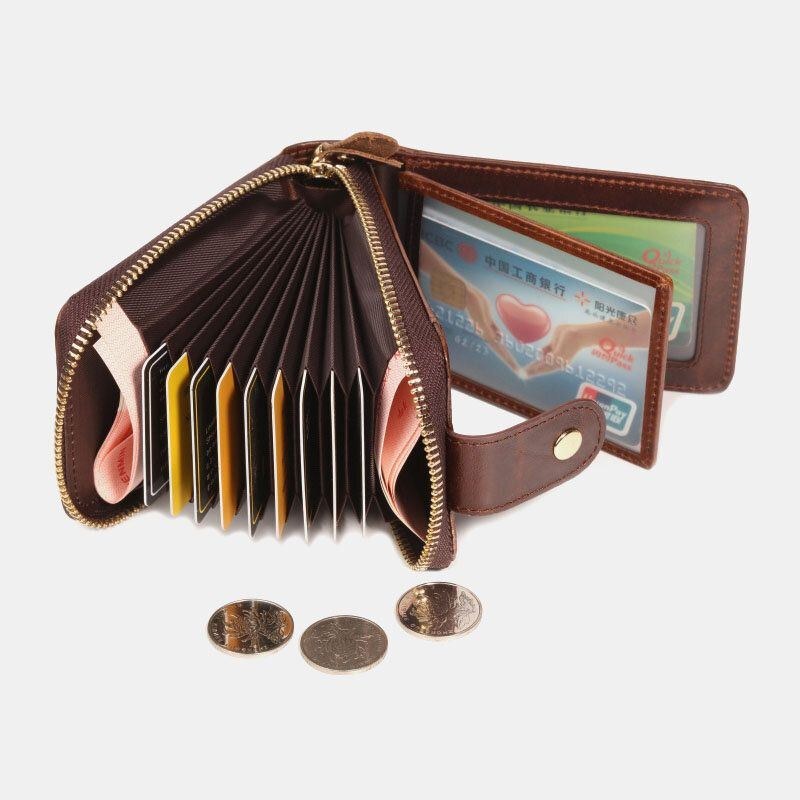 Herre Ægte Læder Anti-tyveri Multi-slot Håndbåren Pung Card Wallet