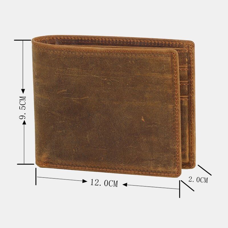 Herre Ægte Læder Bifold Kort Anti-magnetisk Penge Clip Tegnebog