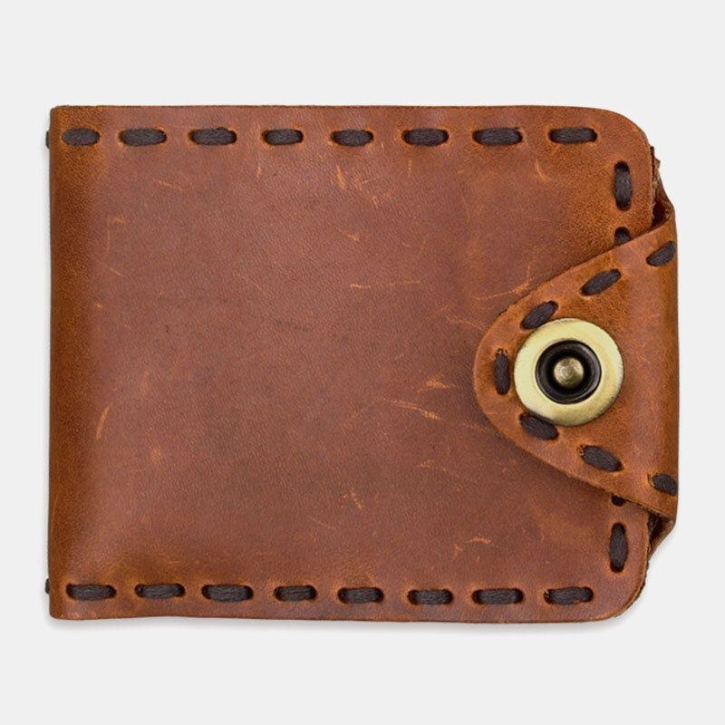 Herre Ægte Læder Bifold Multi-card Slot Retro Kohud Kortholder Pengeclips Møntpung Pung