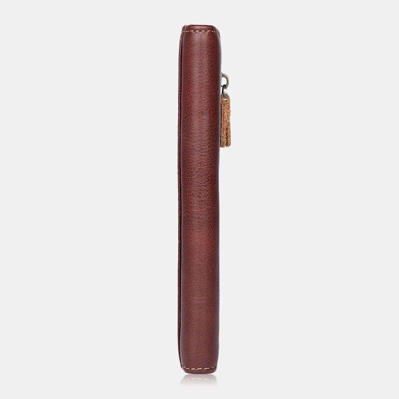 Herre Ægte Læder Lang Bifold Anti-magnetisk Tegnebog Multi-card Slot Card Case