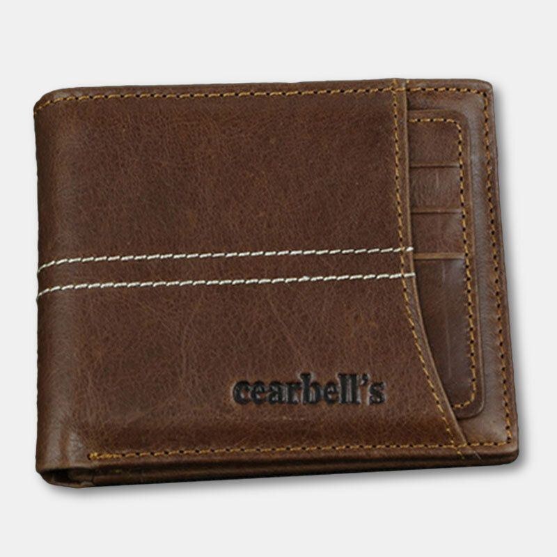 Herre Ægte Læder Minimalistisk Pung Retro Multi-card Slot Kortholder Møntpung Penge Clip Kohud Pung