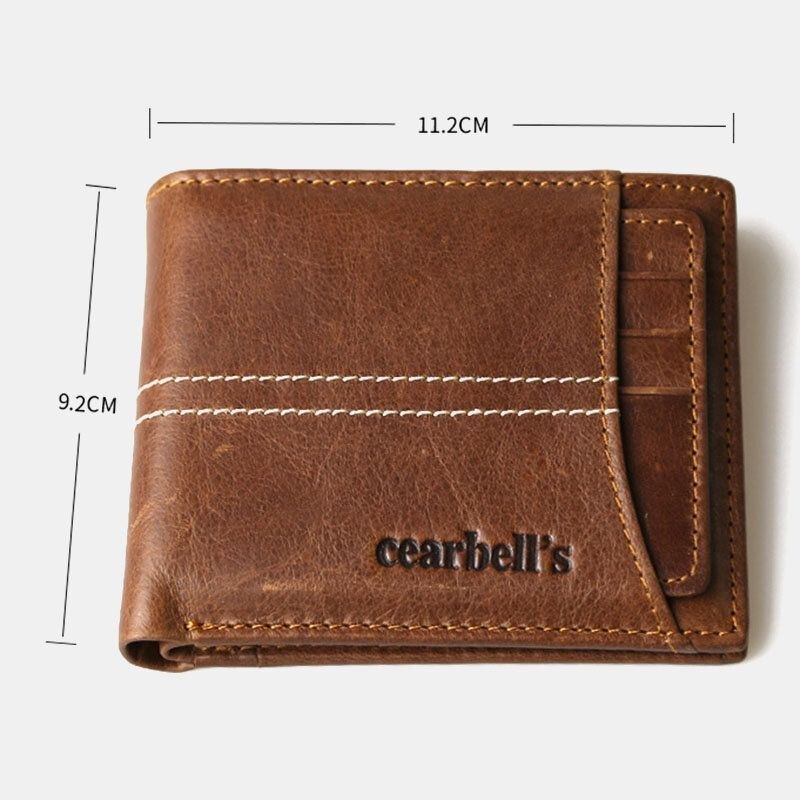 Herre Ægte Læder Minimalistisk Pung Retro Multi-card Slot Kortholder Møntpung Penge Clip Kohud Pung