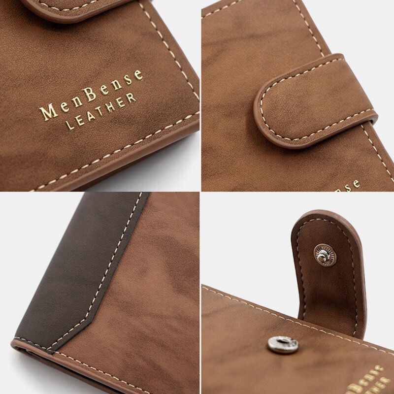Herre Imiteret Læder Farve Matchende Multi-card Kort Pung Fashion Hasp Bifold Penge Clip Møntpung