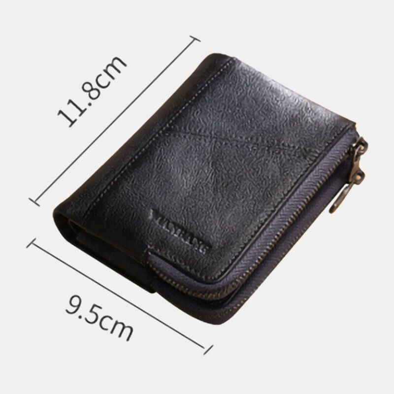 Herre Kohud Bifold Kort Anti-magnetisk Tegnebog Rub Farve Dobbelt Lynlås Lomme Møntpung 4 Kort Slot Kortetui