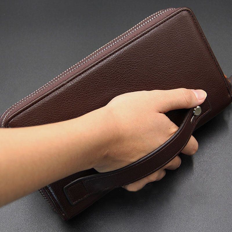 Herre Kunstlæder Stor Kapacitet Business 5.8 Tommer Telefon Clutch Pung Multi-slot Kortholder Pung