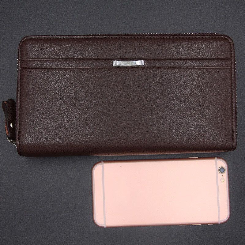 Herre Kunstlæder Stor Kapacitet Business 5.8 Tommer Telefon Clutch Pung Multi-slot Kortholder Pung