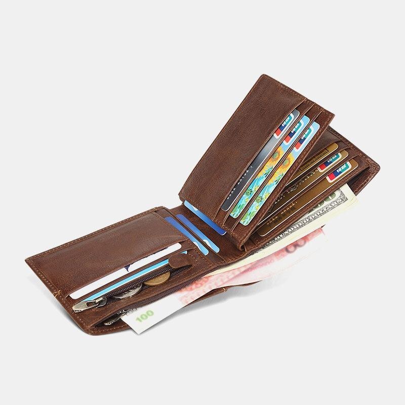 Herre Kvinder Ægte Læder Rifd Multifunktionelle Multi-card Slots Pengeclips Pung Pung Mønt Pung