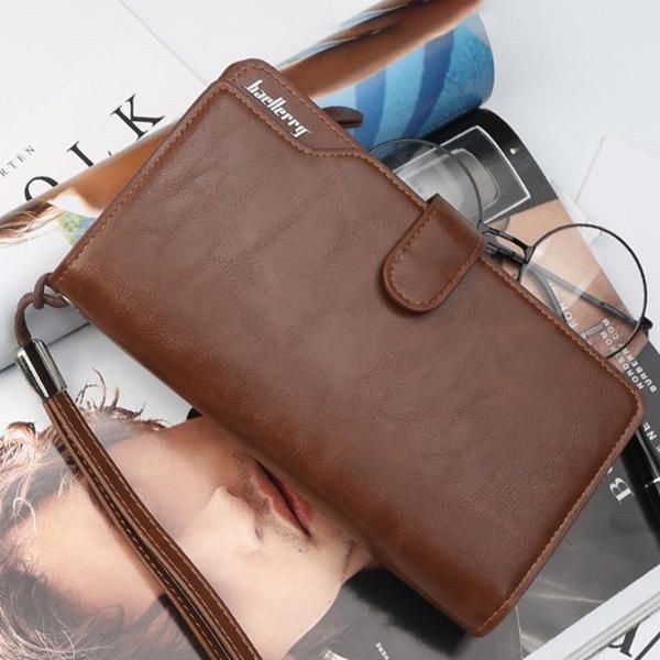 Herre Lynlås Tri-fold Stor Kapacitet Business Tegnebog Kortholder Clutch Taske