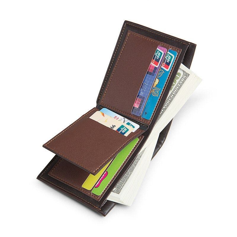 Herre Pu Læder Retro Casual Præget Plaidmønster Multi Card Slot Trifold Card Holder Tegnebog
