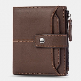 Herre Short Bifold Blocking Wallet Retro Casual Multi-card Slot Card Holder Koskind Kørekort Tegnebog