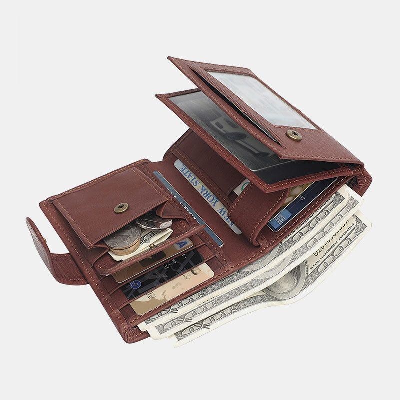 Herre Vintage Ægte Læder Multi-slots Stor Kapacitet Casual Pung Pung