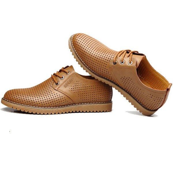Big Size Mænd Åndbar Casual Hollow Out Læder Oxfords Sko