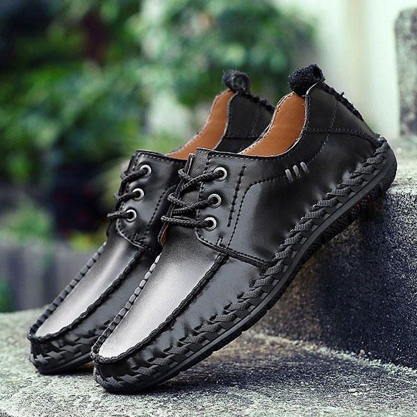 Herre Ægte Læder Håndsyning Casual Oxfords Sko
