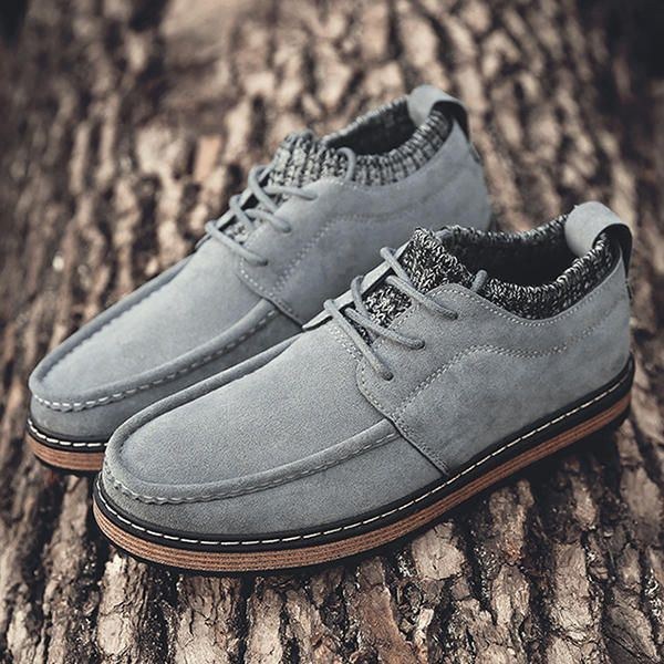 Herre Brogue Style Strikket Ruskind Blød Sål Varm Oxfords Sko