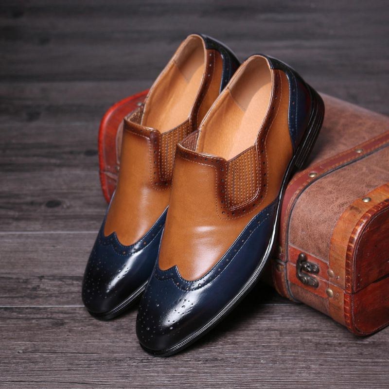 Herre Brogue Udskåret Farve Spicing Slip On Business Oxfords