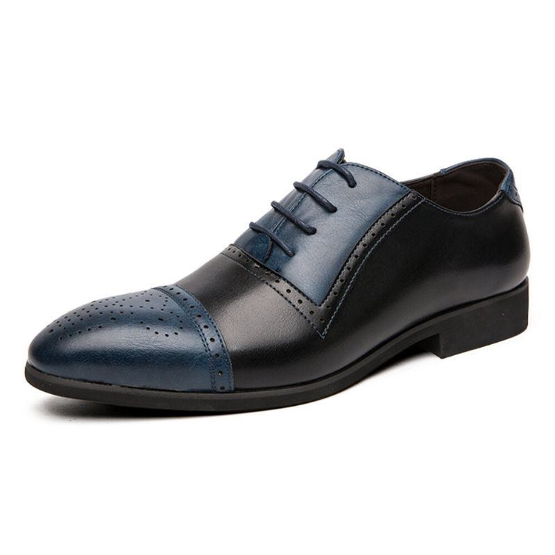 Herre Brogue Udskåret Mikrofiber Læder Farvesøm Formelle Business Oxfords