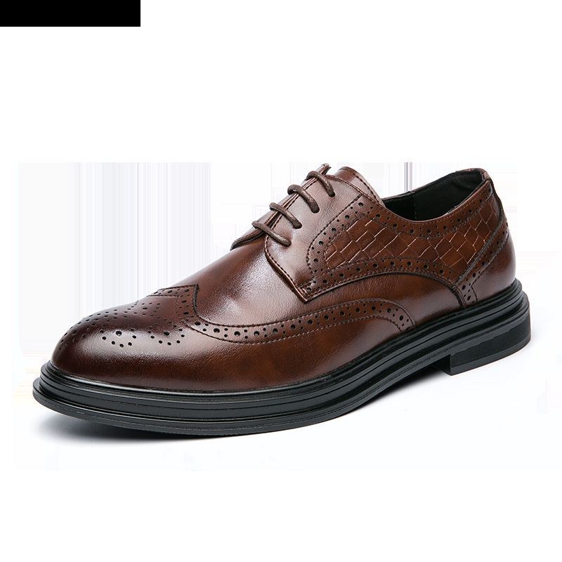 Herre Business Soft Lace Up Gummisål Brogue Dress Sko