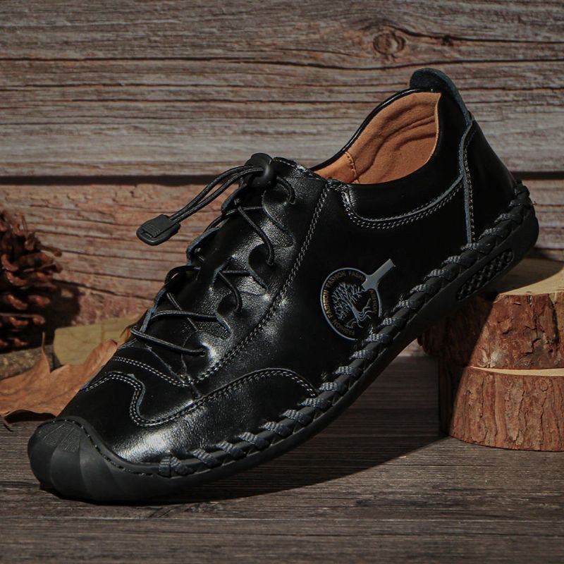 Herre Håndsyning Skridsikker Blød Sål Casual Læder Oxfords