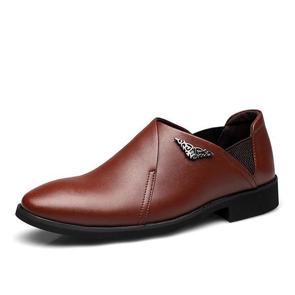 Herre Komfortabel Blødt Elastisk Bånd Business Læder Slip On Formelle Sko