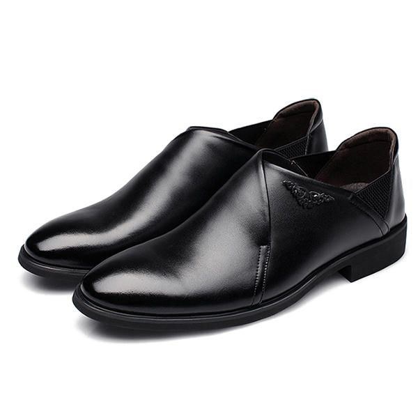 Herre Komfortabel Blødt Elastisk Bånd Business Læder Slip On Formelle Sko