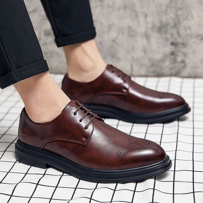 Læder Åndbar Comfy Pointy Toe Vintage Oxford Casual Sko | skoogtasker.com