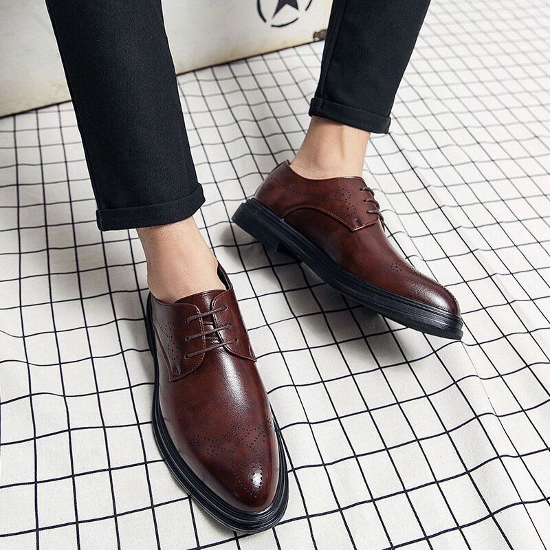 Herre Læder Åndbar Comfy Pointy Toe Vintage Oxford Casual Business Sko