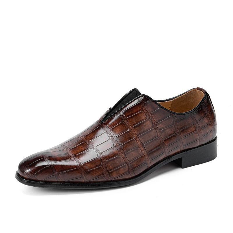 Herre Læder Blød Sål Med Spidse Tåer Krokodille Mønster Slip On Casual Dress Sko