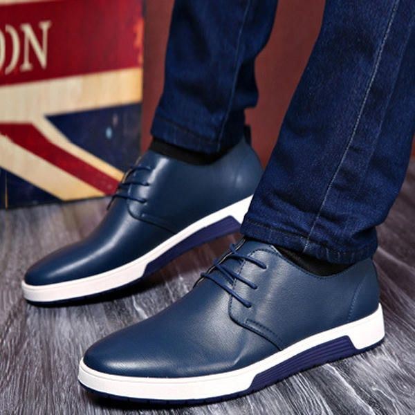Herre Læder Rund Tå Oxfords Sneaker