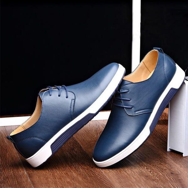 Herre Læder Rund Tå Oxfords Sneaker