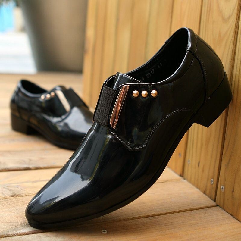Herre Laklæder Blank Spidstå Slip-on Dress Sko