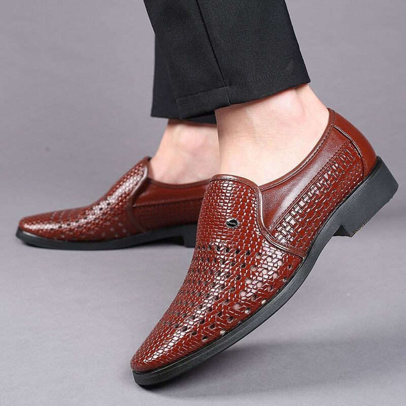 Herre Microfiber Læder Hule Åndbare Business Casual Sko