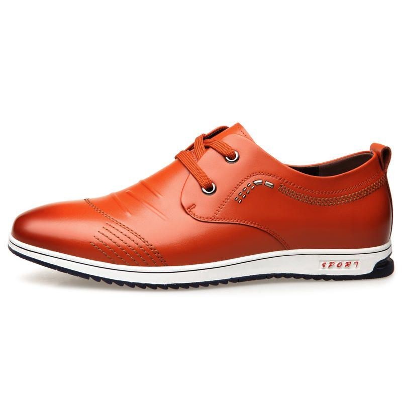 Herre Pure Color Læder Skridsikre Bløde Casual Business Oxfords Lædersko