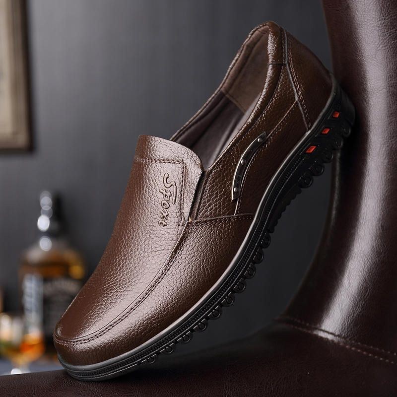 Herre Pure Color Non-slip Slip-on Casual Læder Formelle Sko